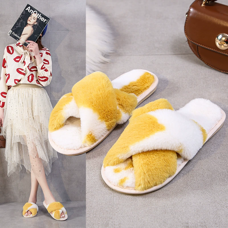 Новые молочные плюшевые тапочки, женские трансграничные повседневные кроссовые пушистые тапочки Amazon, домашние тапочки оптом