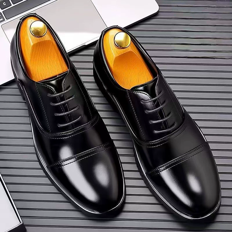 Кожаная обувь мужская весна и осень на работе обувь бизнес мужская обувь с тремя шнуровками