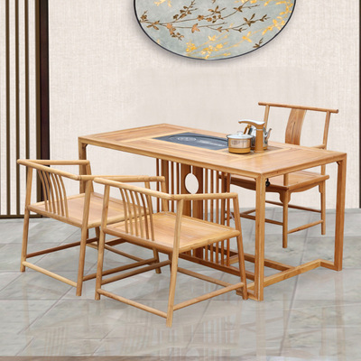New Chinese style Old Elm solid wood tea table Tea Service Solid wood furniture combination household Kungfu Online solid wood Chinese style tea table