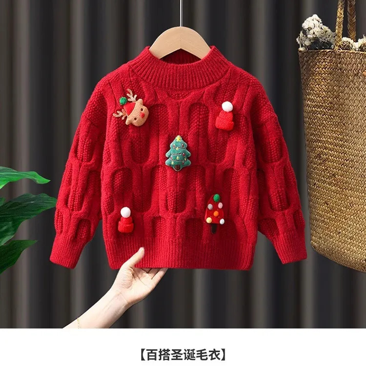 Demi-season sweater, thermal underwear, children's knitted down jacket girl's, Korean style, western style 4