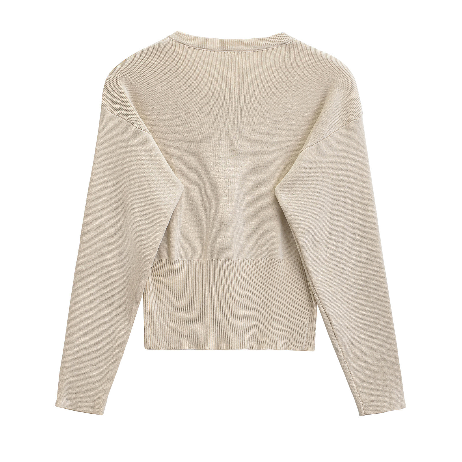 MYST ZA 여성의 2024 가을과 겨울 새로운 패션 간단한 둥근 목 긴 소매 버클 플랫 바늘 코트 2142114