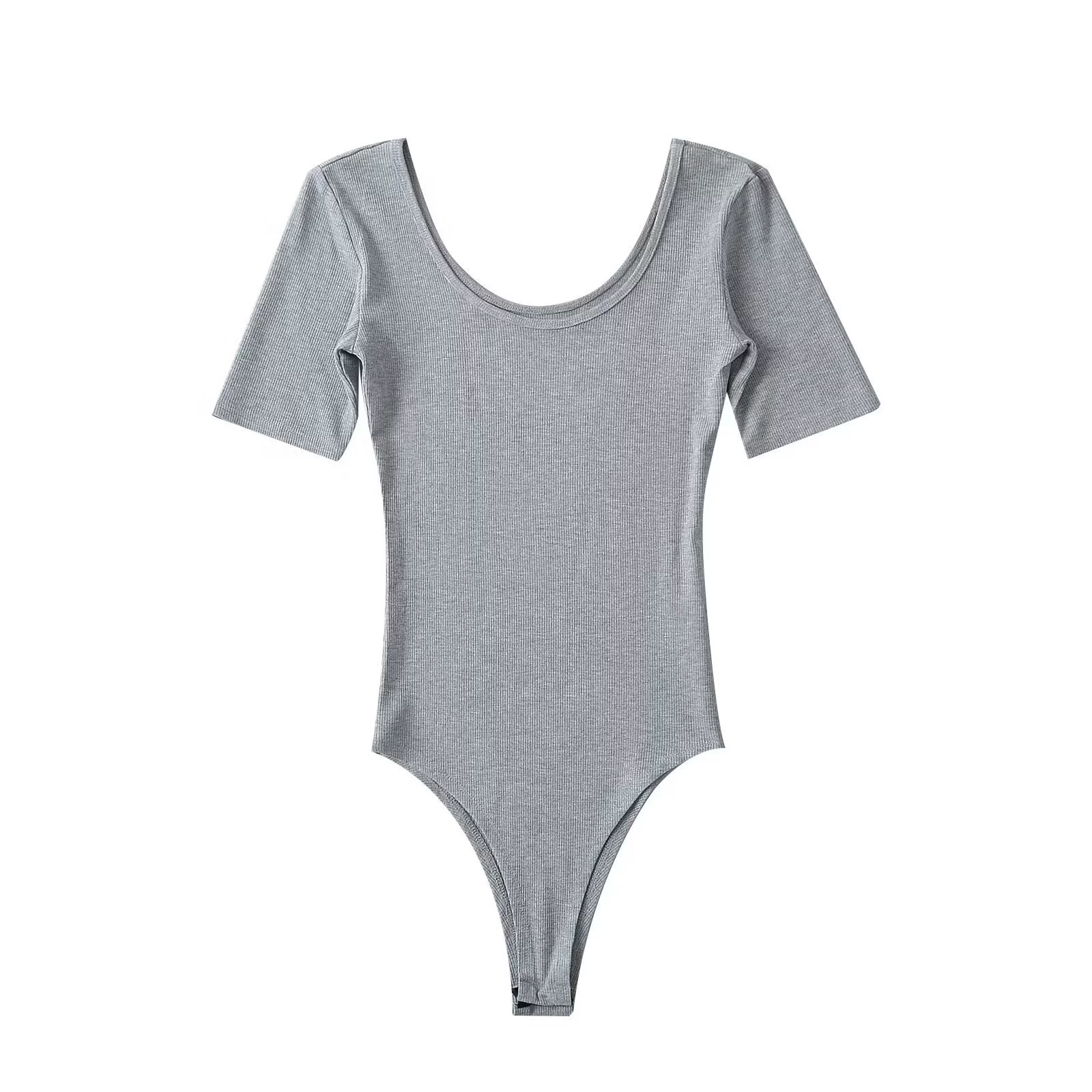 Трансграничная женская одежда оптом в европейском и американском стиле, комбинезон с глубоким круглым вырезом и короткими рукавами, тонкая эластичная нижняя одежда в стиле чистой страсти