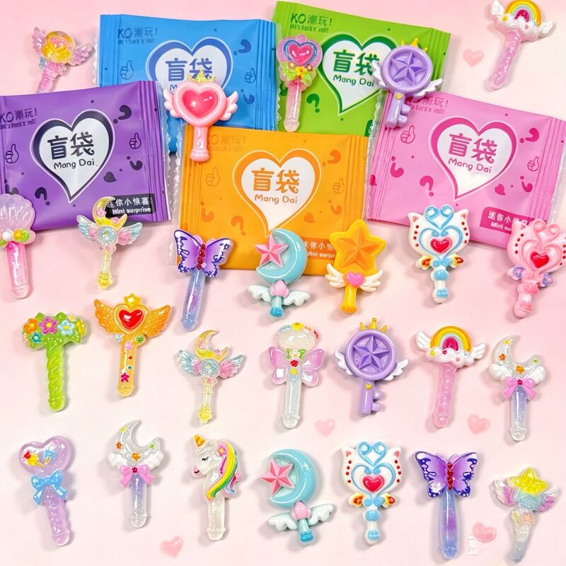 Cartoon popular glow-in-the-dark magic wand blind bag small gift resin DIY blind box fairy wand mini pretend play decoration