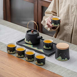 丰瓷园千里江山功夫茶具礼盒整套装中式国潮手绘茶壶商务礼品LOGO