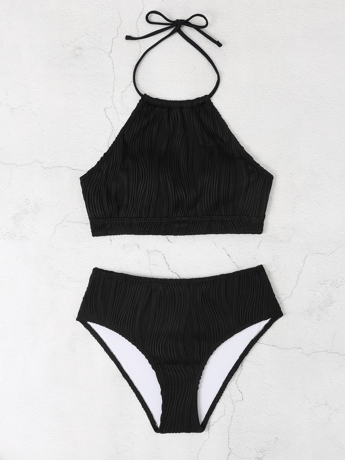 Bikini de Dos Piezas de Talle Alto de Poliéster, Color Sólido, Sin Soporte de Acero, para Natación image 7