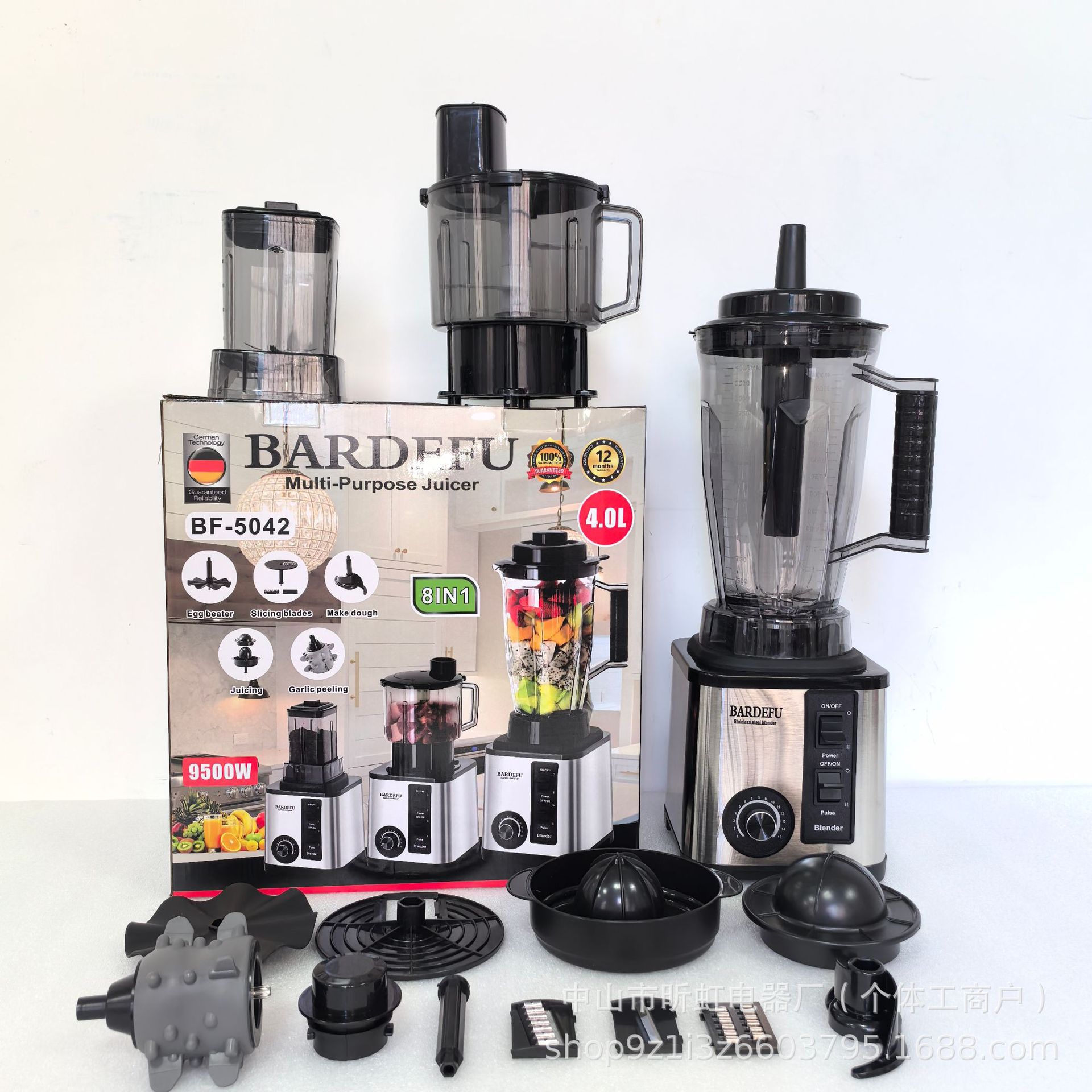 3L8In1Blender Cross-Border North American and European Stainless Steel Large-Capacity Metal Wall-Breaking Machine Meat Grinder Juicer