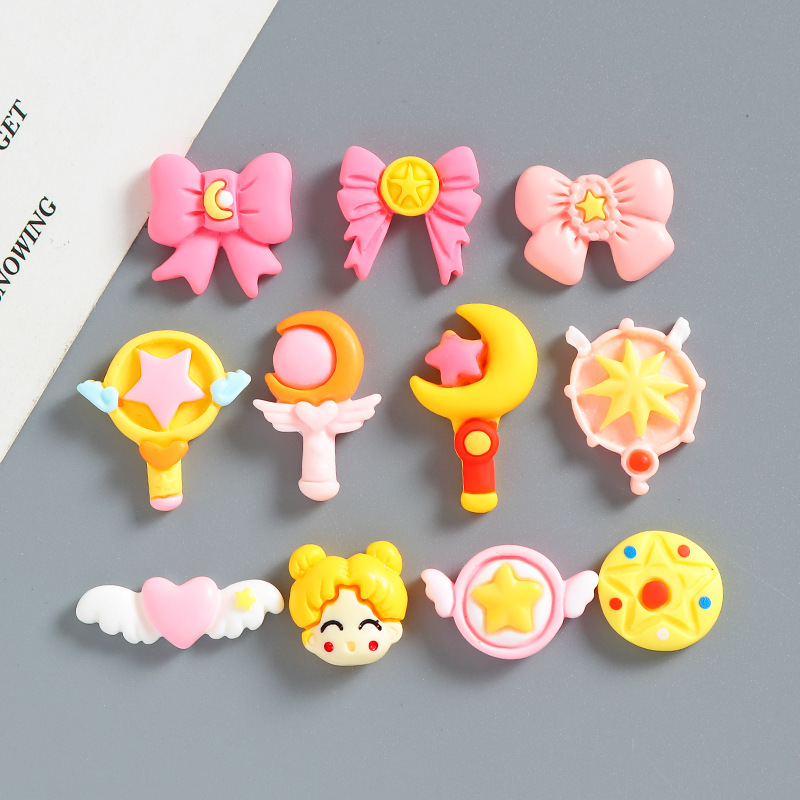 卡通美少女爱心蝴蝶结树脂配件手工diy奶油胶手机壳发夹饰品材料