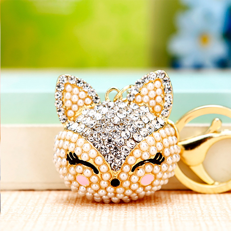 Animal Pattern Women's Gender Inlay Design Cute Animal Pu Leather Alloy Inlay Rhinestones Women's Keychain