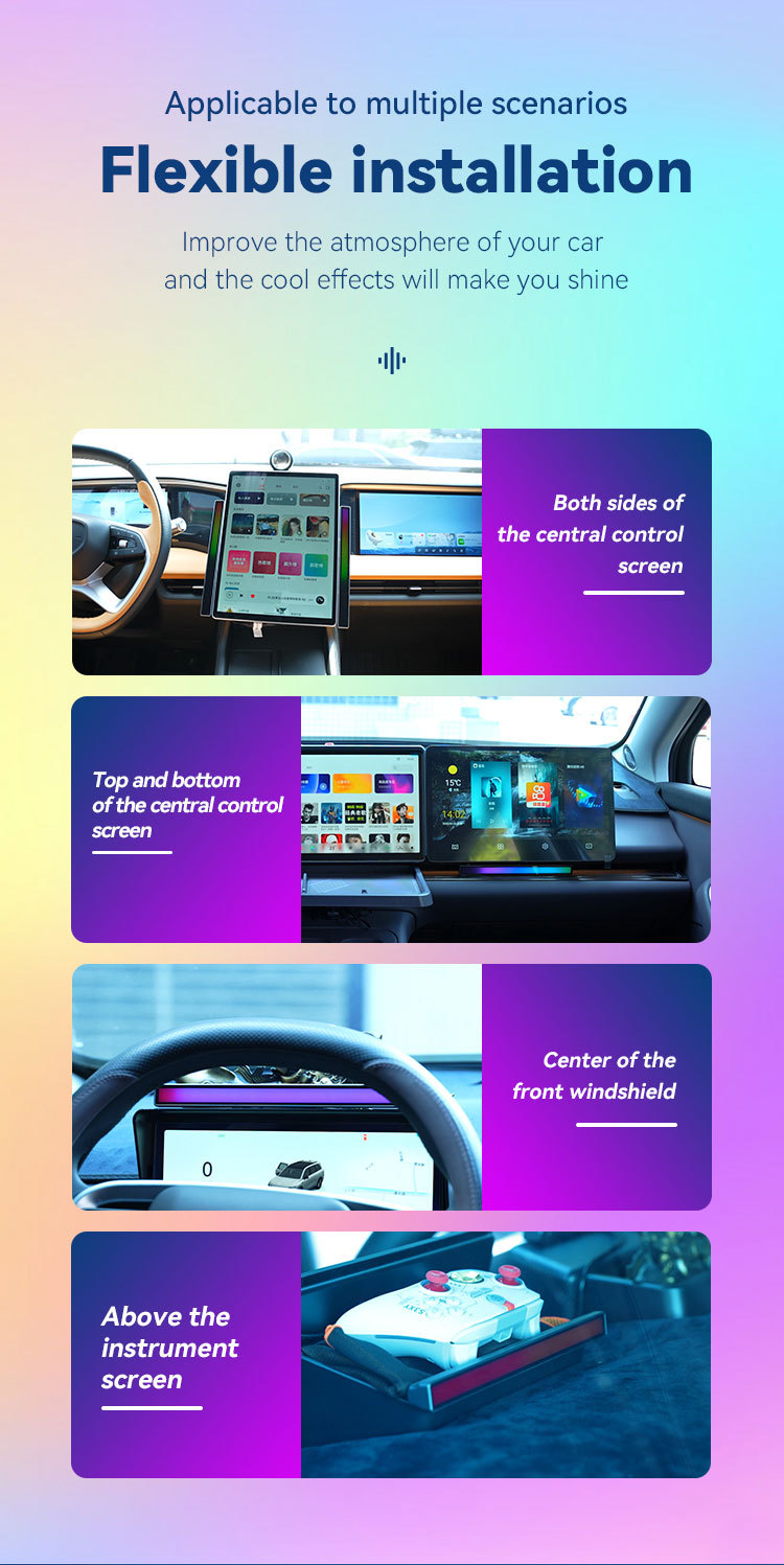 Car Atmosphere Light Pickup Light Colorful E-Sports Rgb Voice Controlled Rhythm Light Bar Atmosphere Light Accessories