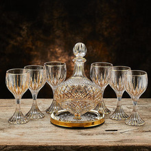 新款轻奢描金红酒杯欧式复古水晶玻璃高脚杯家用手工葡萄酒杯套装