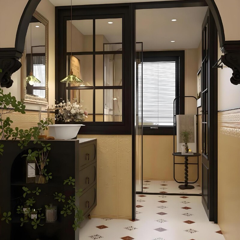 Shanghai Langge French-style vintage steel window, simple and elegant, light luxury living room entrance door
