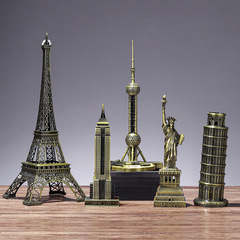 ランドマーク建築モデル置物高級感クロスボーダー金属工芸品リビングオフィスデスクトップ鉄製装飾品