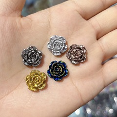 樹脂藍色妖姬金銀玫瑰花朵14mmdiy滿天星耳飾美甲髮夾手機殼材料