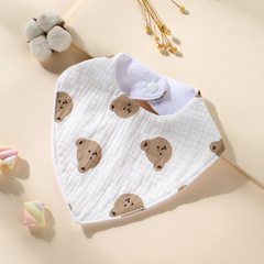 Newborn Baby Triangle Scarf 100% Cotton Waterproof Unisex Baby Printed Bib Towel Nappy Ring for Protection Against Spitting Up