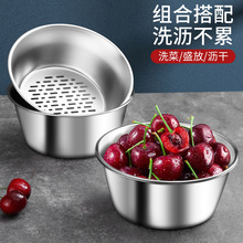 不锈钢沥水篮双层迷你果盘洗菜盆过滤漏碗网篮打蛋汤盆沙拉水果篮