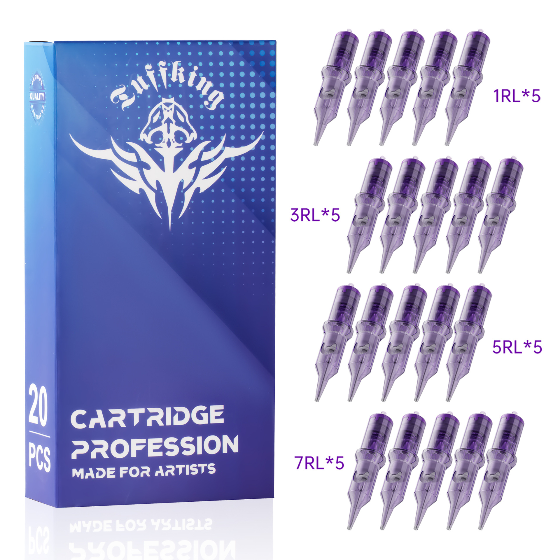 Tuffking tatuaje media luna aguja púrpura secante nebulización aguja de tatuaje herramienta de tatuaje equipo de tatuaje suministros de tatuaje