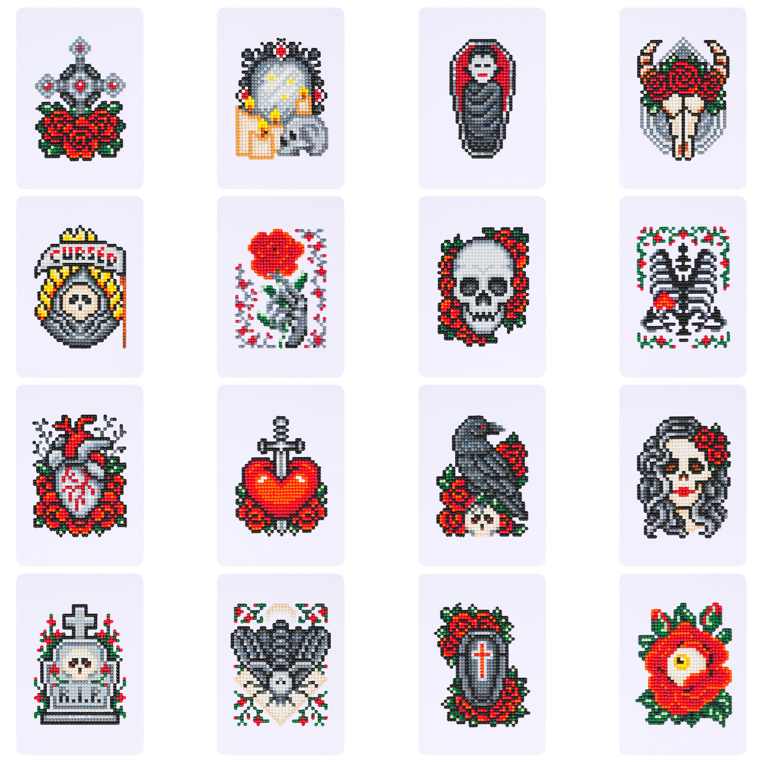 Transfronterizo 5D Diamante 5 * 7 pulgadas sin marco versión gótica Decorative Graffiti Horror Skull Stand