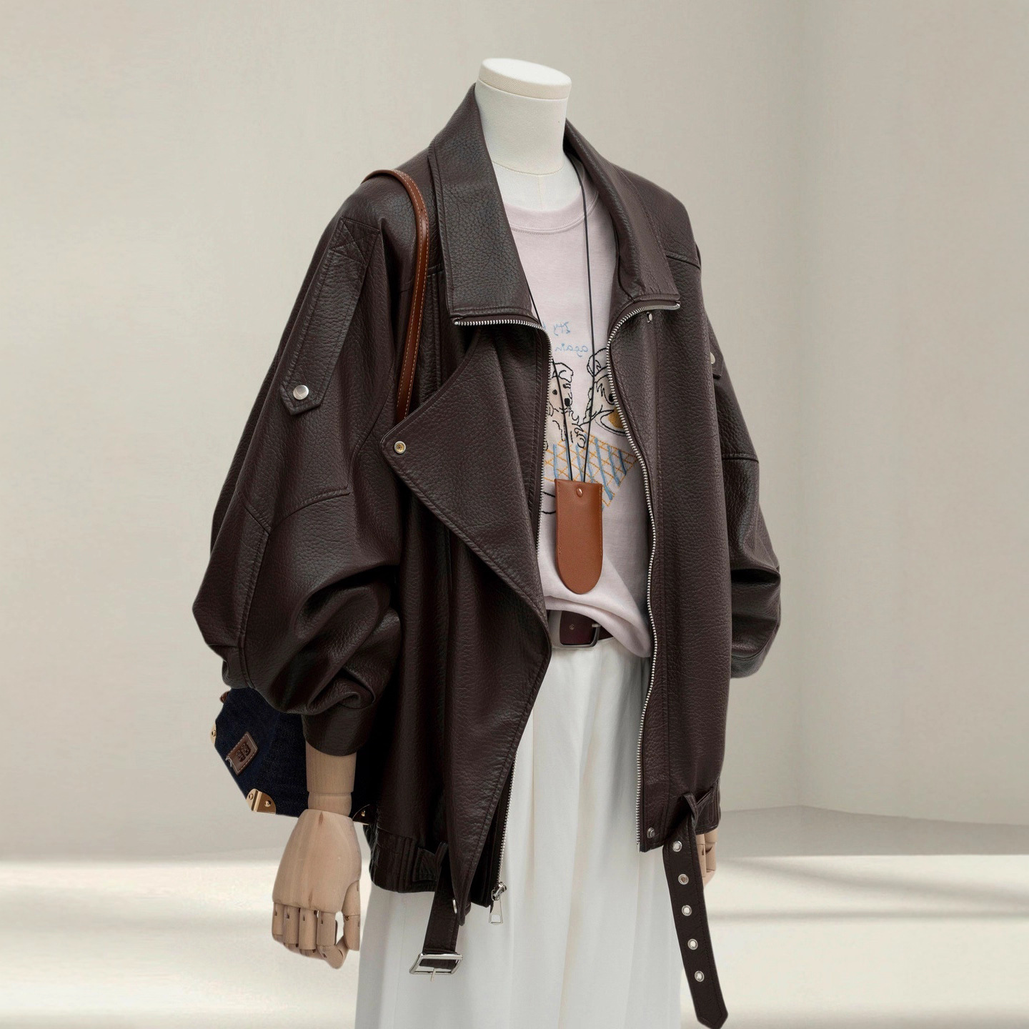 Maillard 2025 Autumn and Winter Niche Loose New Jacket Plus Velvet Leather Jacket Women's Motorcycle Jacket Thickeneded Top