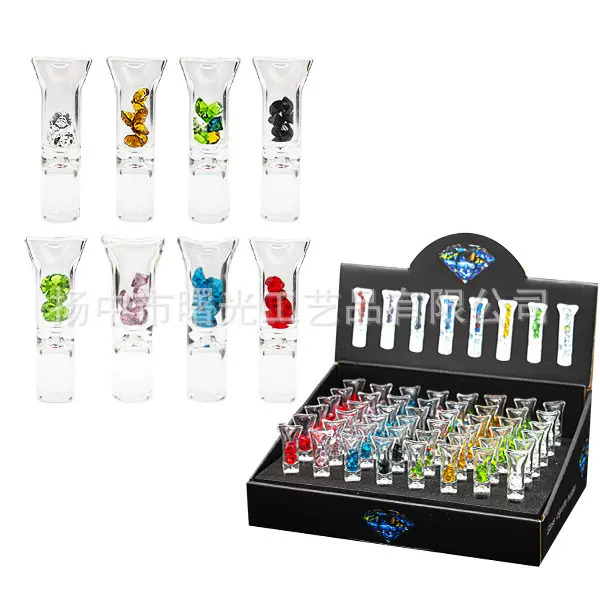 厂家直销炫彩钻石玻璃烟嘴创意迷你锥形烟斗配件量大从优