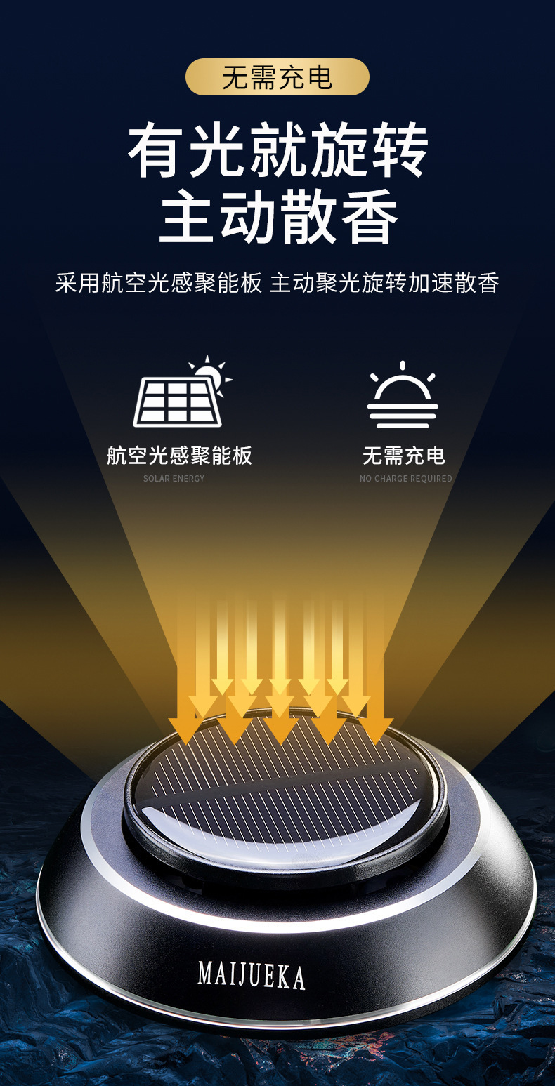 Car Aromatherapy Solar Ornaments Creative UFO High-grade Interior Decoration Lasting Light Fragrance Rotary Perfume Ornaments