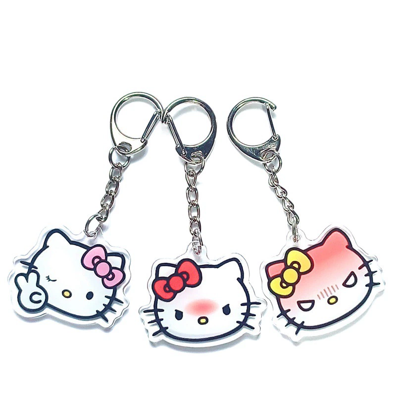 Hello kitty, акриловый брелок, двусторонний аксессуар для сумки, милый подвес, оптом
