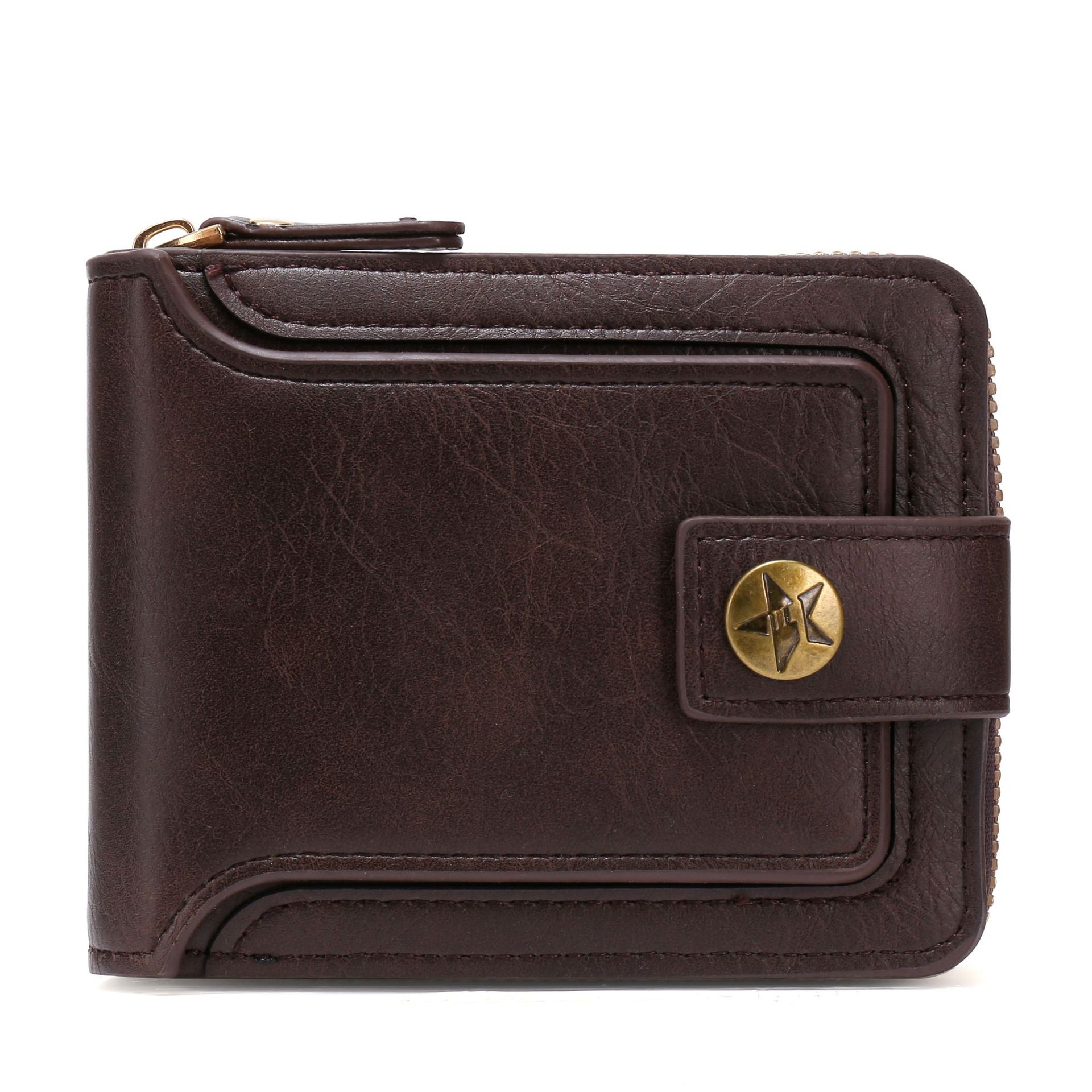 Transfronterizo popular nuevos hombres billetera corta de gran capacidad titular de la tarjeta de licencia de conducir juvenil Cartera horizontal integrada al por mayor