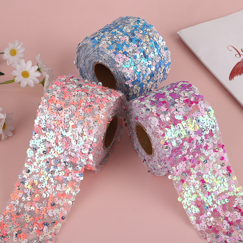 6/ 8 cm 10 yards Symphony oily sequin embroidery clothing headwear hair accessories fabric ribbon