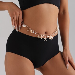 European and American Cross-border Jewelry Summer Beach Shell Starfish Pendant Waist Chain Women's Fashion Imitation Pearl Tassel Body Chain