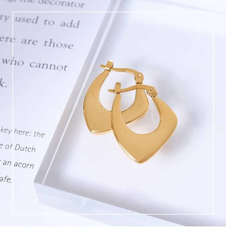 Fashion Simple Curve Irregular Design Female Titanium Steel Plated 18K Gold Earrings_colorza_1