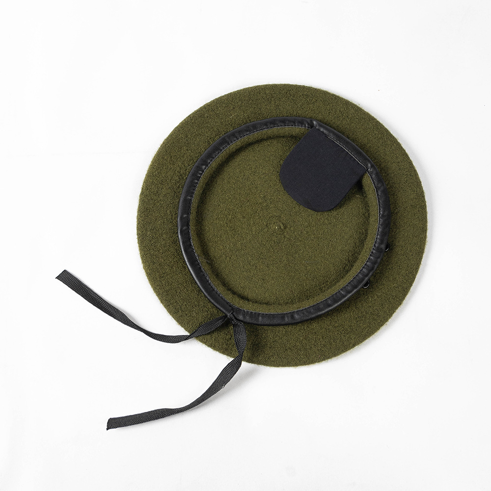 Otoño y invierno lana caliente boina profesional simple cubierta de cuero PU sombrero profesional ajustable cordón sombrero de seguridad