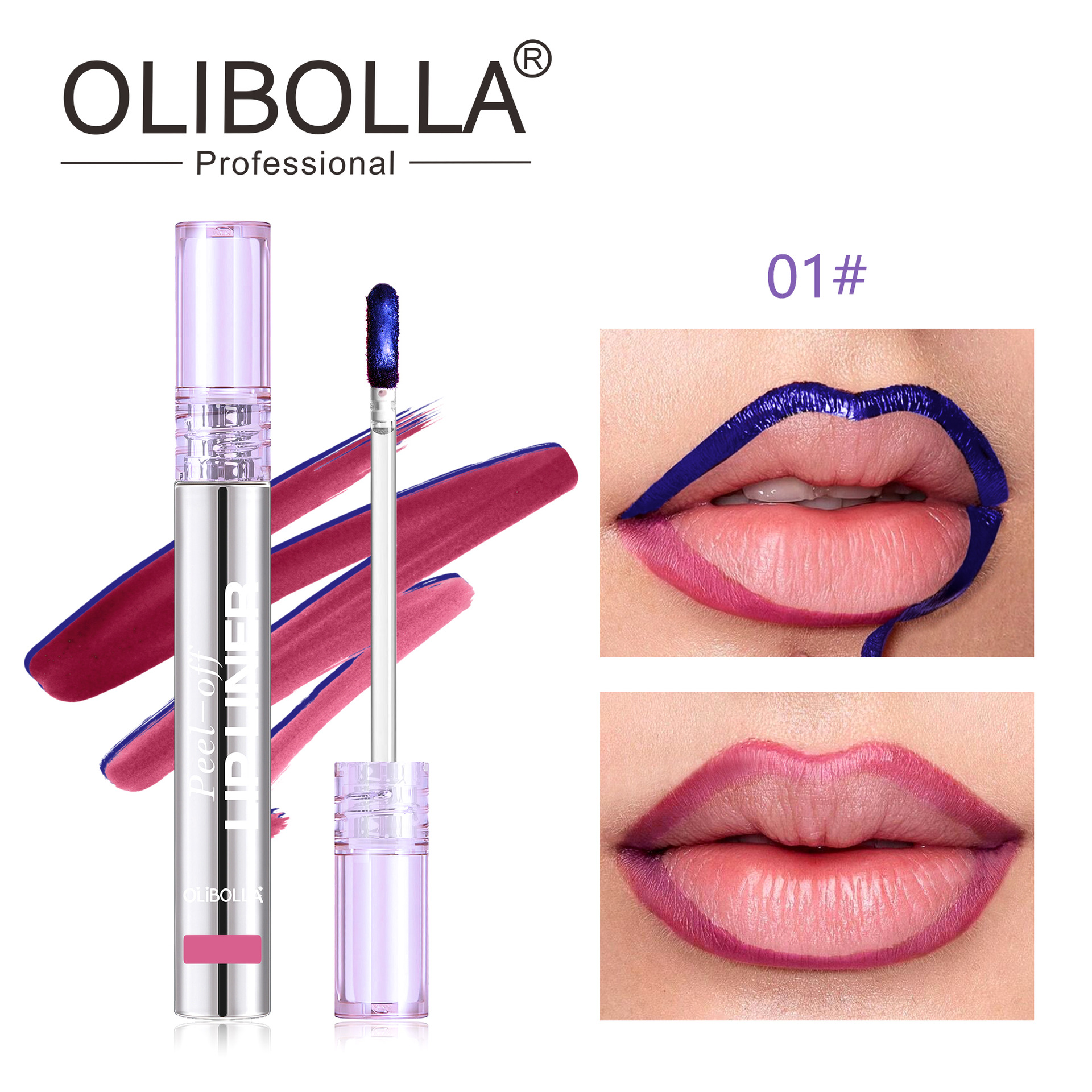 El estilo transfronterizo OLIBOLLA lápiz labial mate niebla impermeable azul perlado lápiz labial peel-off