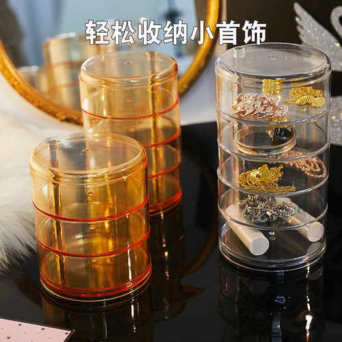 Jewelry box multi-layered ring and earring storage box transparent rotating jewelry box princess European style Korean jewelry box