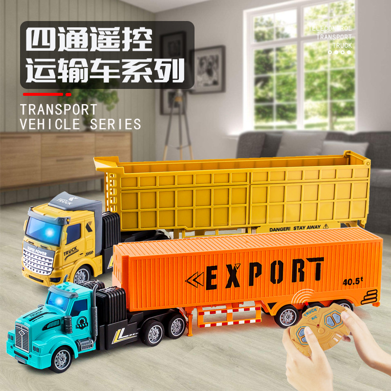 Remolque de plataforma con control remoto, semirremolque, tractor eléctrico, vehículo de inercia, vehículo de ingeniería, remolque de arrastre, juguete exclusivo transfronterizo