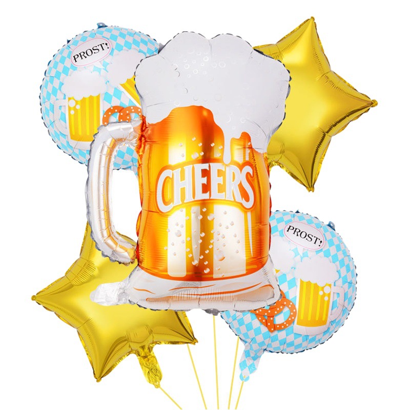 Botella de champán cinco piezas traje de aluminio globo fiesta de cumpleaños decoración botella de vino globo pequeño conjunto