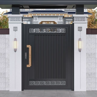 简约院子大门庭院门农村自建房小院专用铝艺经典双开门加厚铝合金