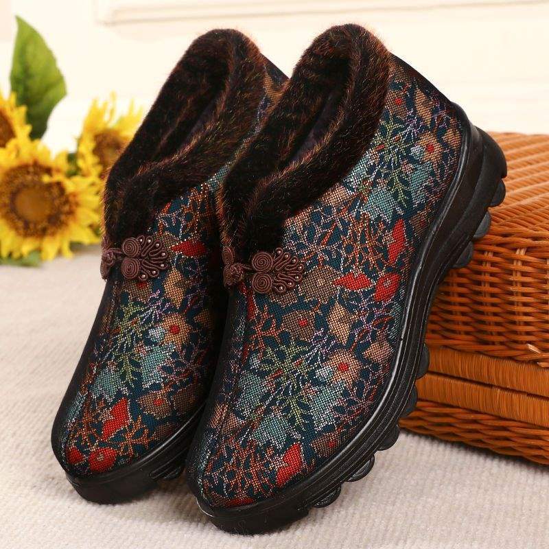 2025北京布鞋老人棉鞋冬季加绒加厚老年人防滑棉靴软底保暖奶奶