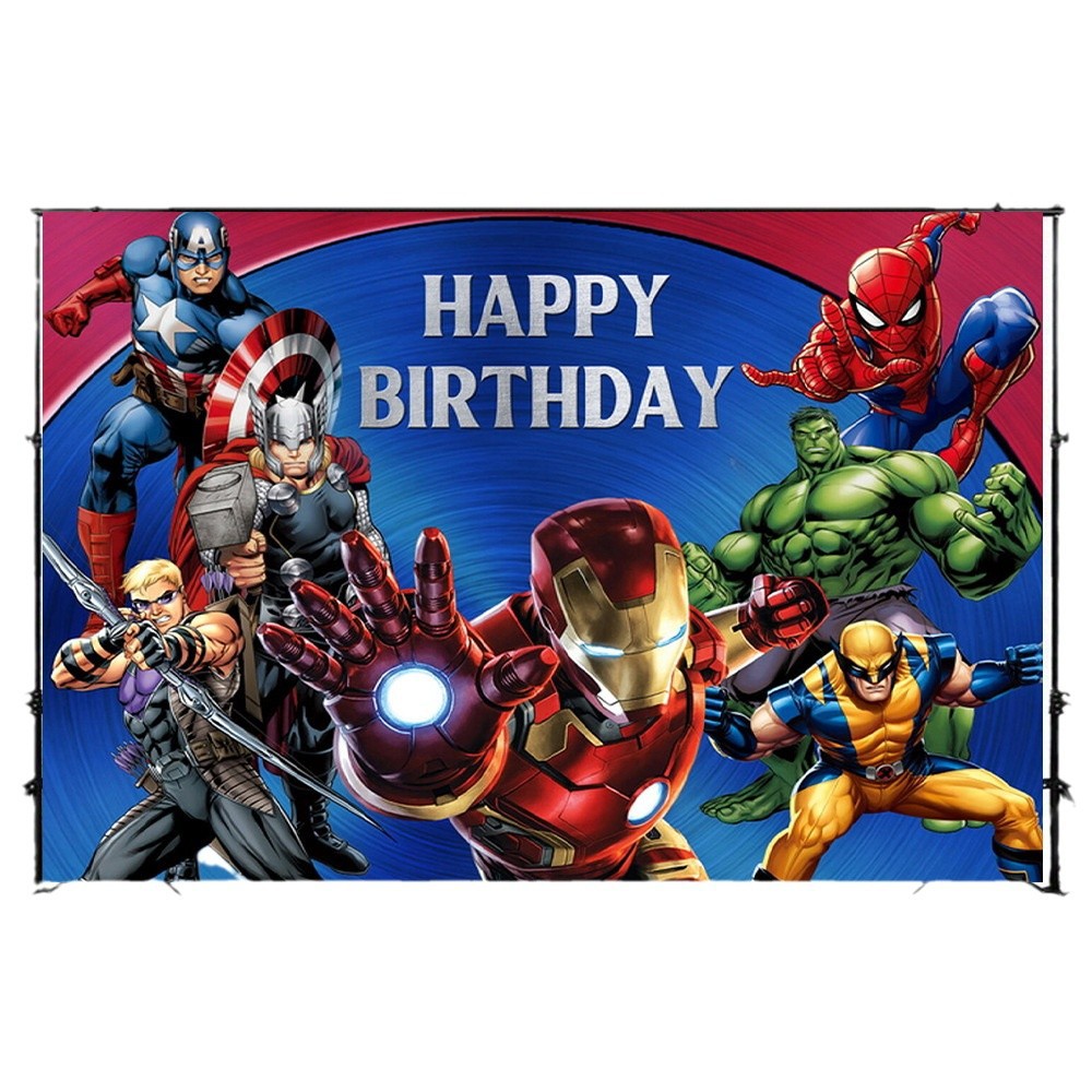 (2개) 어벤저 스 태피스트리 배경 마블 영웅 사진 배경 장식  생일 파티