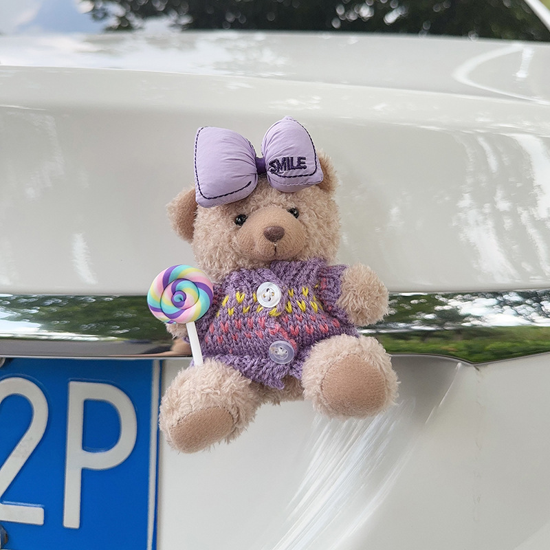 Colgante de cola de automóvil lindo peluche oso muñeca muñeca baúl de automóvil decoración de decoración de motocicleta eléctrica