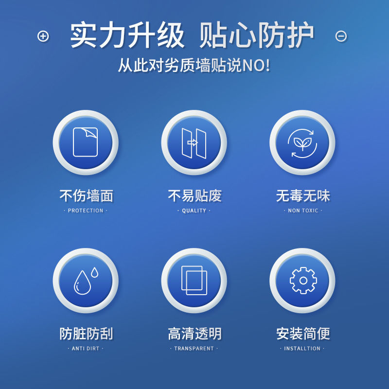 网红乳胶漆墙面保护膜防踢防脏防潮护墙贴不伤墙透明静电防水贴纸