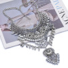 Retro silver metal necklace with tassels, European style, punk style, wholesale