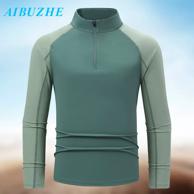 速干衣男春秋半拉链透气运动上衣健身跑步服户外登山长袖立领T恤