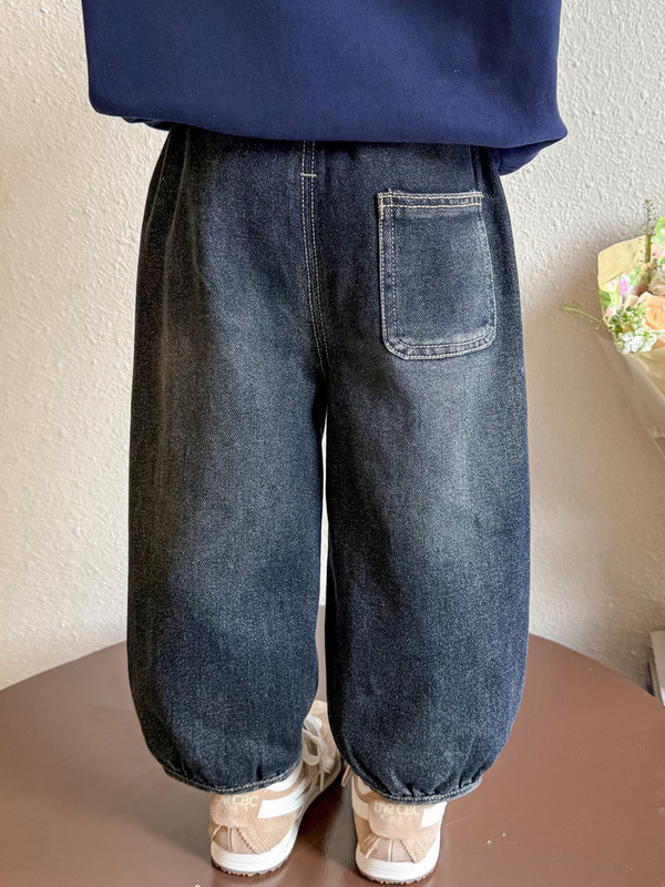 女童灯笼裤秋装2025新款中小童秋季软牛仔裤宽松束教长裤子秋款|undefined