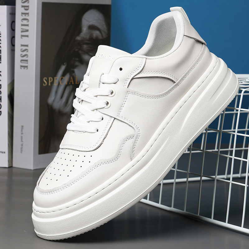 Factory direct supply new men's shoes thick bottom light casual sneaker air force shoes leather high-end white shoes wholesale Factory direct supply new men's shoes thick bottom light casual sneaker air force shoes leather high-end white shoes wholesale