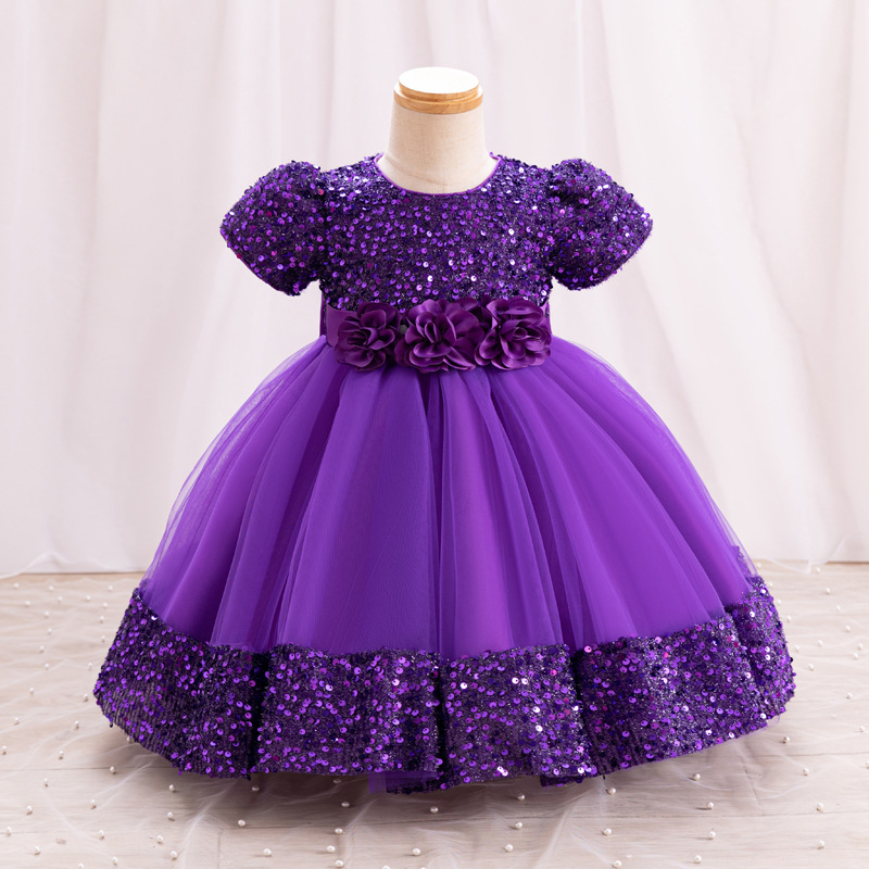 Vestido de princesa para niñas, vestido infantil 2025, nuevo vestido de manga corta con lentejuelas y falda tutú, vestido infantil, venta al por mayor transfronteriza