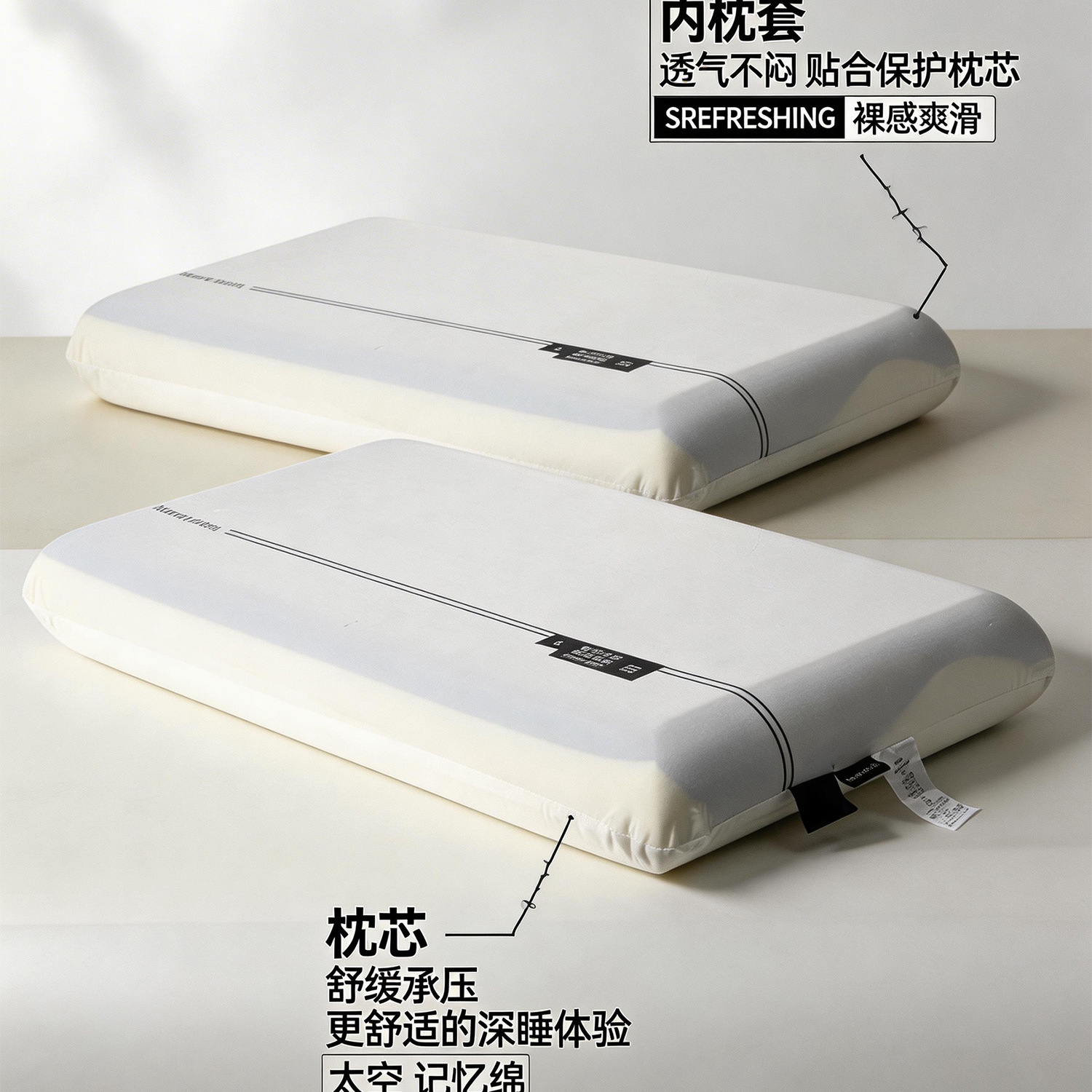almohada de sueño doméstica rectangular transfronteriza esponja elástica suave almohada de memoria esponja image 5