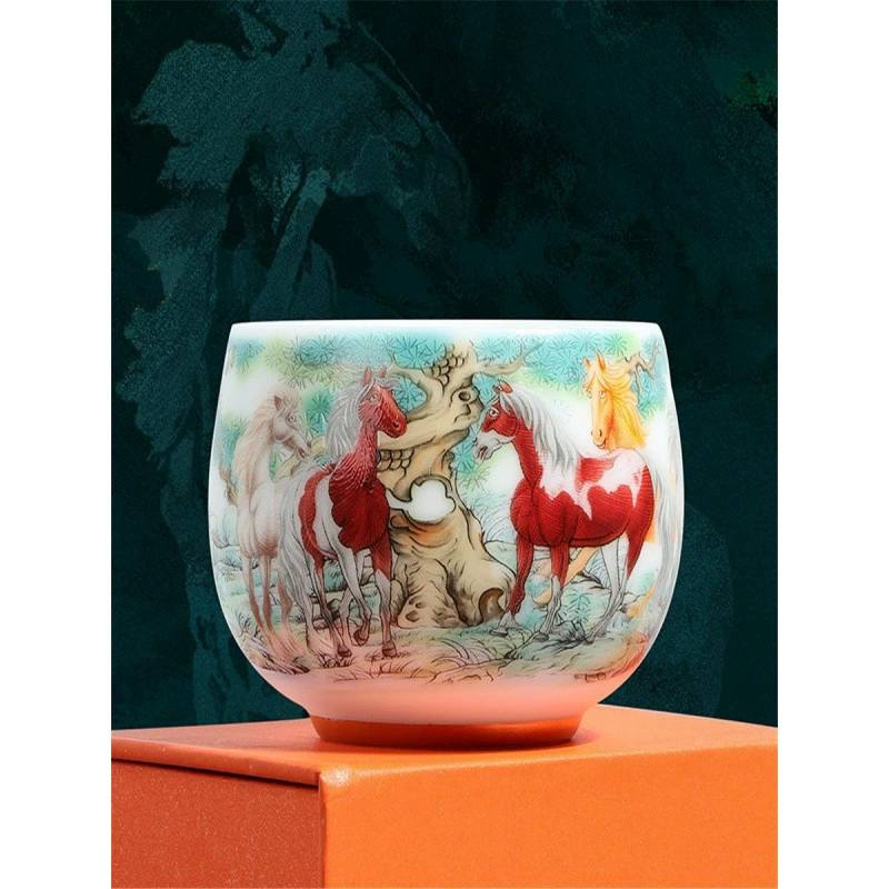Ceramic tea cup for home use, tea set, gift box, ice imitation