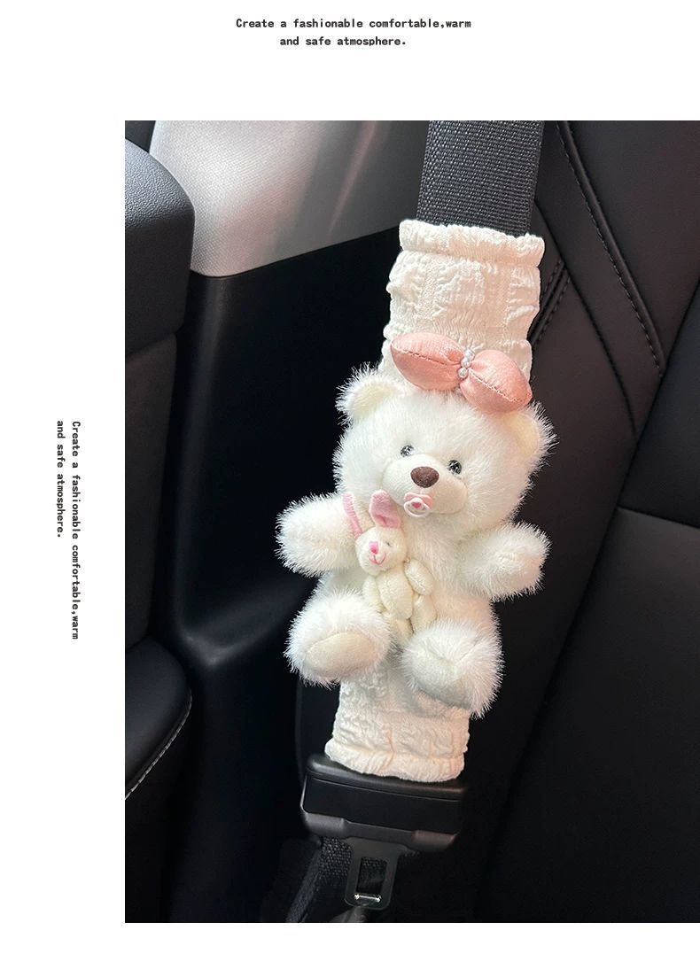 Car Seat Belt Shoulder Protector Anti-Neck Strangulation Cartoon Cute High-End Car Interior Decoration Car Protective Cover for Women