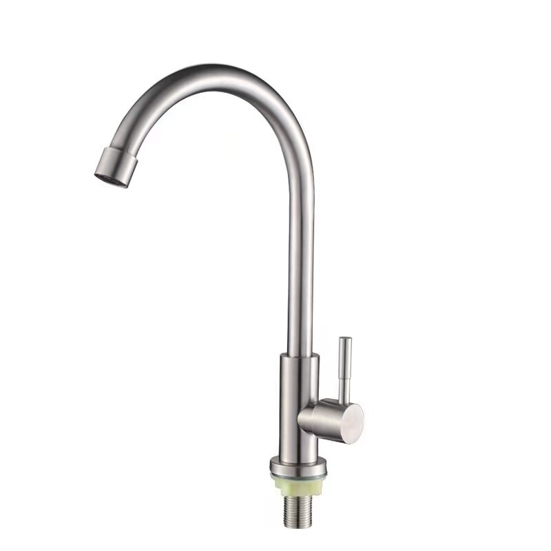 304 Stainless Steel Kitchen Single Cold Water Faucet, Brushed Rotating Sink Faucet for Washing Vegetables, Balcony Export Vertical Faucet 304 Stainless Steel Kitchen Single Cold Water Faucet, Brushed Rotating Sink Faucet for Washing Vegetables, Balcony Export Vertical Faucet
