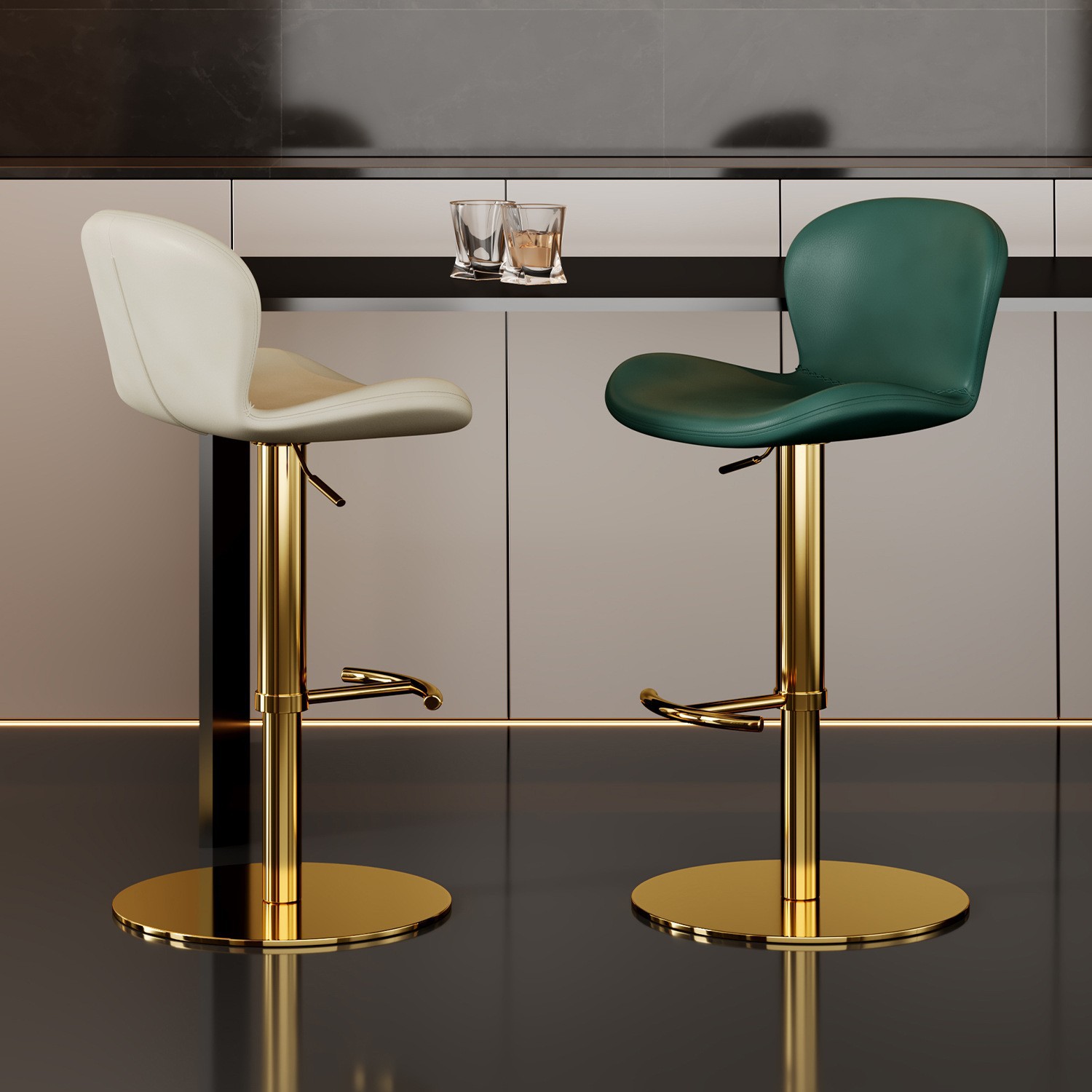 Light Luxury and High-End Bar Chair, Lift Bar Chair, Island High Stool, Swivel Backrest Bar Chair, Free Shipping