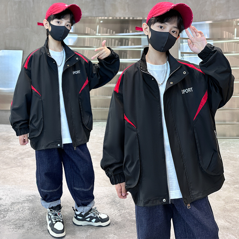 Jungenmantel 2024 Neuware, Windjacke im Mid-Spring-Herbst-Stil, robuste und hübsche Kinderjacke mit großen Taschen,_voghion.com